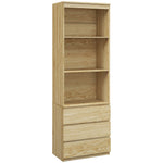 Bibliothèque haute de 180 cm avec 3 étagères et 3 tiroirs dim. 60L x 35l x 180H cm Panneaux Particules effet bois