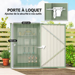 Abri de Jardin en Métal 1m², Tôle Ondulée, Toit Incliné, Porte Verrouillable, 100x103x160cm, Vert Clair