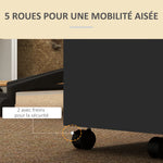 Caisson de bureau à roulettes avec 2 tiroirs coulissants trieur à dossiers 48 x 40 x 59,5 cm noir