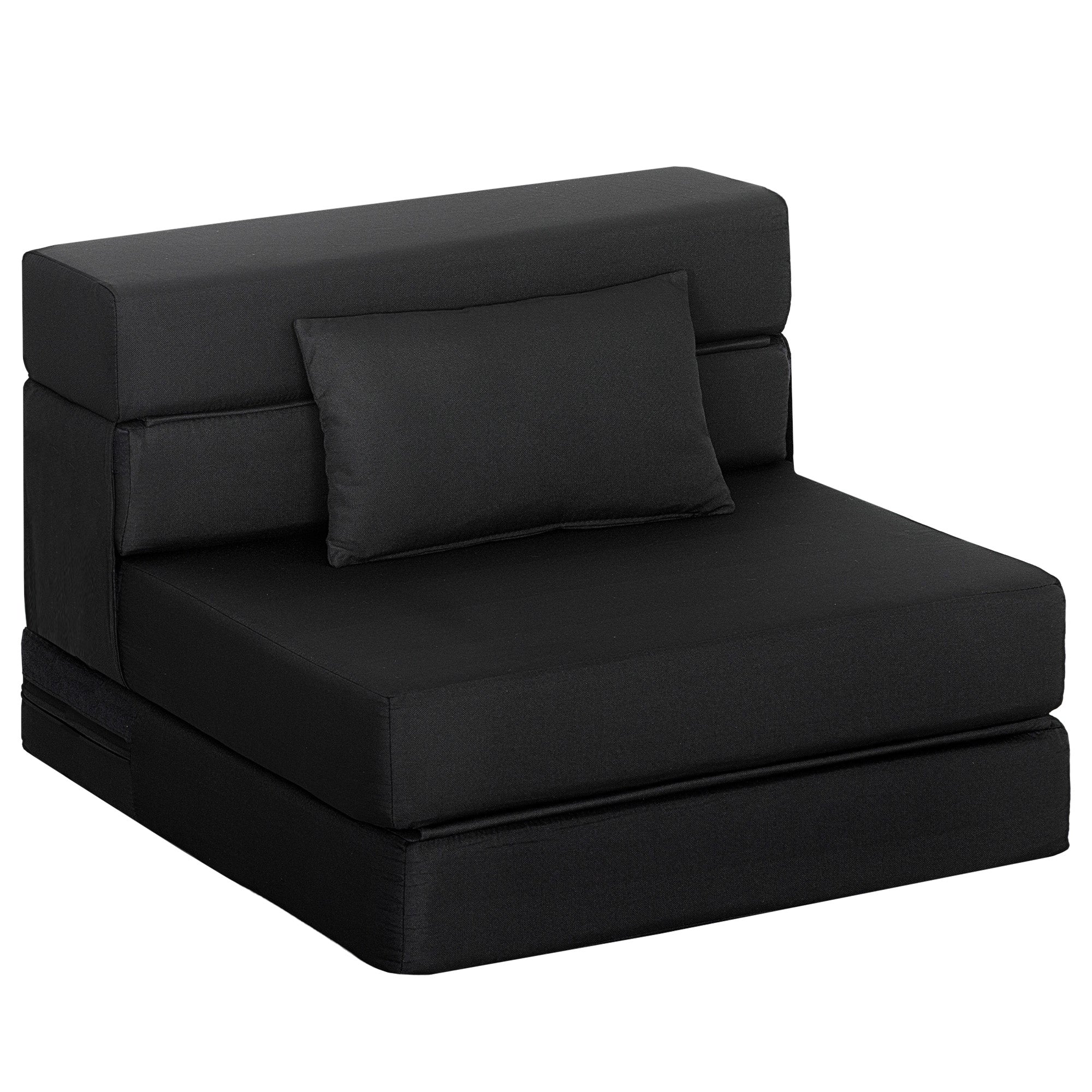 Fauteuil convertible 1 place fauteuil lit pliant, coussin inclus, pour invités, salon, petit espace, charge 120 kg, noir