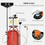 Récupérateur d'huile de vidange portable 2-en-1 avec hauteur réglable et vidangeur d'huile pneumatique de 80L