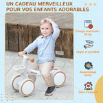 Draisienne vélo Enfant 4 roues selle réglable, guidon ergonomique alliage alu. PP, enfant 1 à 3 ans - Marron Blanc