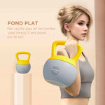 Kettlebell 10kg haltère avec poignée antidérapante pour fitness musculation cardio, gris et jaune
