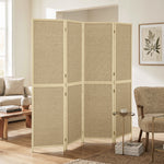Paravent Interieur en Bambou 4 Panneaux 180x180cm, Séparateur de Pièce Pliable et Portable, Style Bohème, Bois Naturel