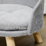 Canapé lit panier pour chien design scandinave coussin moelleux amovible pieds en bois Ø 40,5 x 33H cm gris