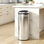 Poubelle à capteur de mouvement ouverture automatique 50 L en acier inoxydable noir et argent