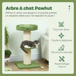 Arbre à Chat avec Griffoir, Centre d'Activités, Plateformes, Coussin, 45 x 45 x 91 cm, Vert et Beige