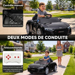 Voiture Électrique Enfants 12V Audi R8 Spyder, Véhicule Électrique, 2 Moteurs, Télécommande 2,4G, Batterie Lithium, Noir