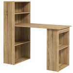 Bureau Informatique avec étagère de rangement Bureau d'angle bibliothèque adjacente Multi-rangements Chêne