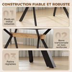 Mesa de comedor extensible para 4 a 6 personas, 130-170 cm, mesa de cocina rectangular, bordes redondeados, roble