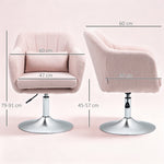 Fauteuil de salon coussins lombaires hauteur réglable pivotant 360° piètement en métal rose
