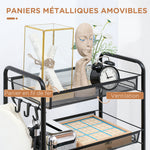 Chariot desserte de rangement à roulettes avec 5 paniers amovibles en acier, dim. 45L x 26.5l x 106H cm