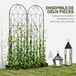 Support pour plantes grimpantes avec motif lot de 2 treillis de jardin pour vigne fleurs légumes métal 50 x 180 cm noir