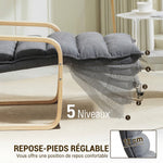 Fauteuil salon, fauteuil d'appoint rembourré en velours, repose-pieds réglable, structure en acier, 67x93x105cm, gris foncé