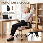 Fauteuil de bureau, chaise bureau ergonomique, hauteur réglable, accoudoirs relevables, 70 x 70 x 114-122 cm, rose