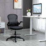Chaise Bureau Ergonomique en Maille, Hauteur Réglable, Accoudoirs Relevables, Support Lombaire, 59x65x122cm, Noir