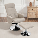 Fauteuil relax inclinable 135° pivotant 360° avec repose-pieds revêtement tissu beige