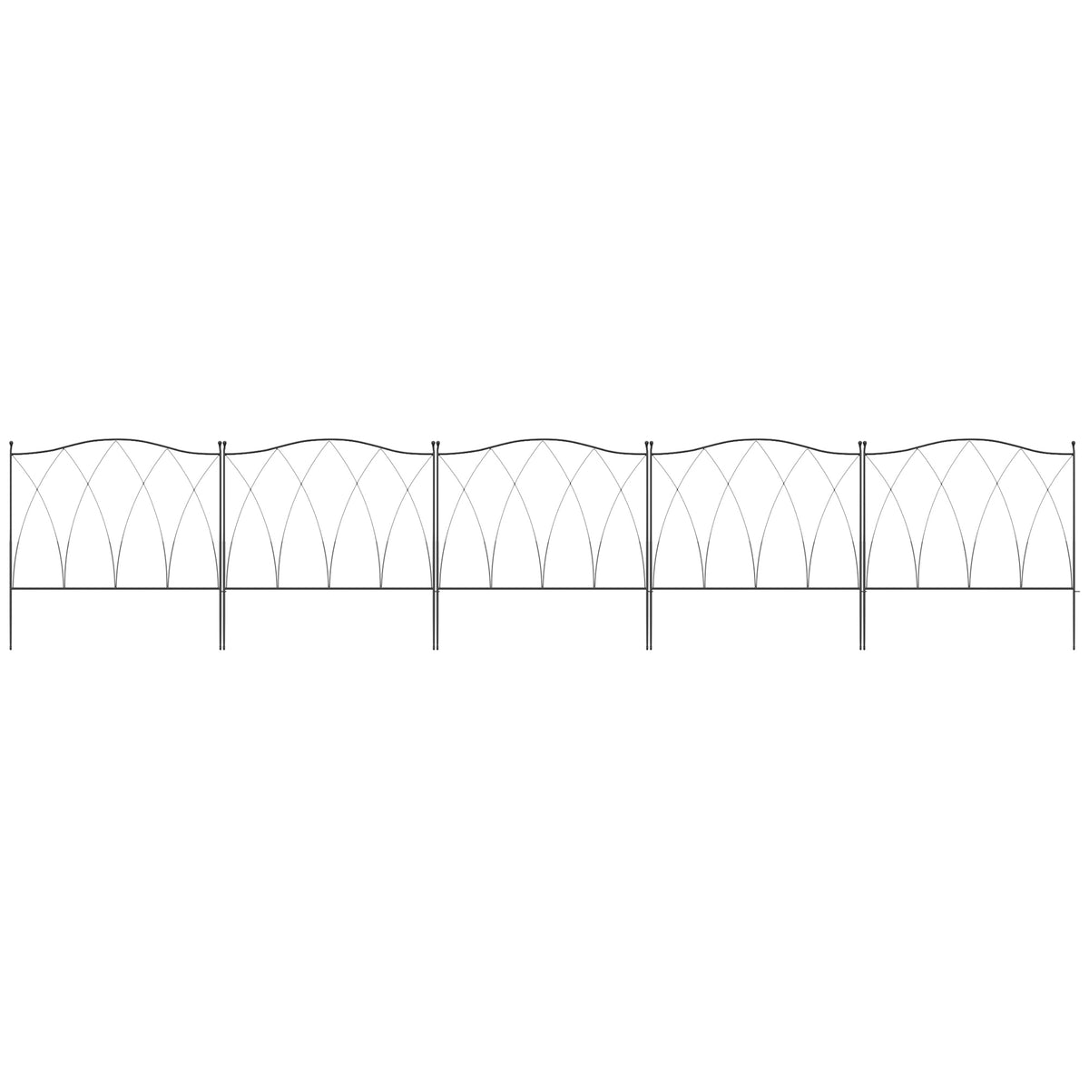 Lot de 5 clôtures de jardin décoratives en métal noir - 305 x 62 cm noir
