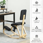 Siège assis genoux, tabouret ergonomique en bois à bascule avec dossier, chaise à genoux pour bureau à domicile, noir