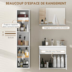 Ensemble de Meubles de Salle de Bain 4 Pièces, Mural, avec Miroir, Meuble sous Vasque, Lavabo et Armoire Haute, Blanc