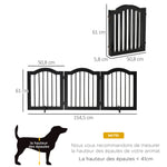 Barrière de sécurité chien barrière modulable pliable pour animaux de compagnie avec pied de support MDF bois massif 154,5 x 61 cm noir