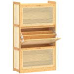 Scarpiera 14 paia, armadio portascarpe a 3 ante a ribalta, ripiani regolabili 69x29x119,8cm legno naturale