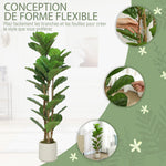 Plante artificielle intérieure 120 cm Figuier lyre arbre artificiel avec pot en plastique et tronc en bois massif, vert