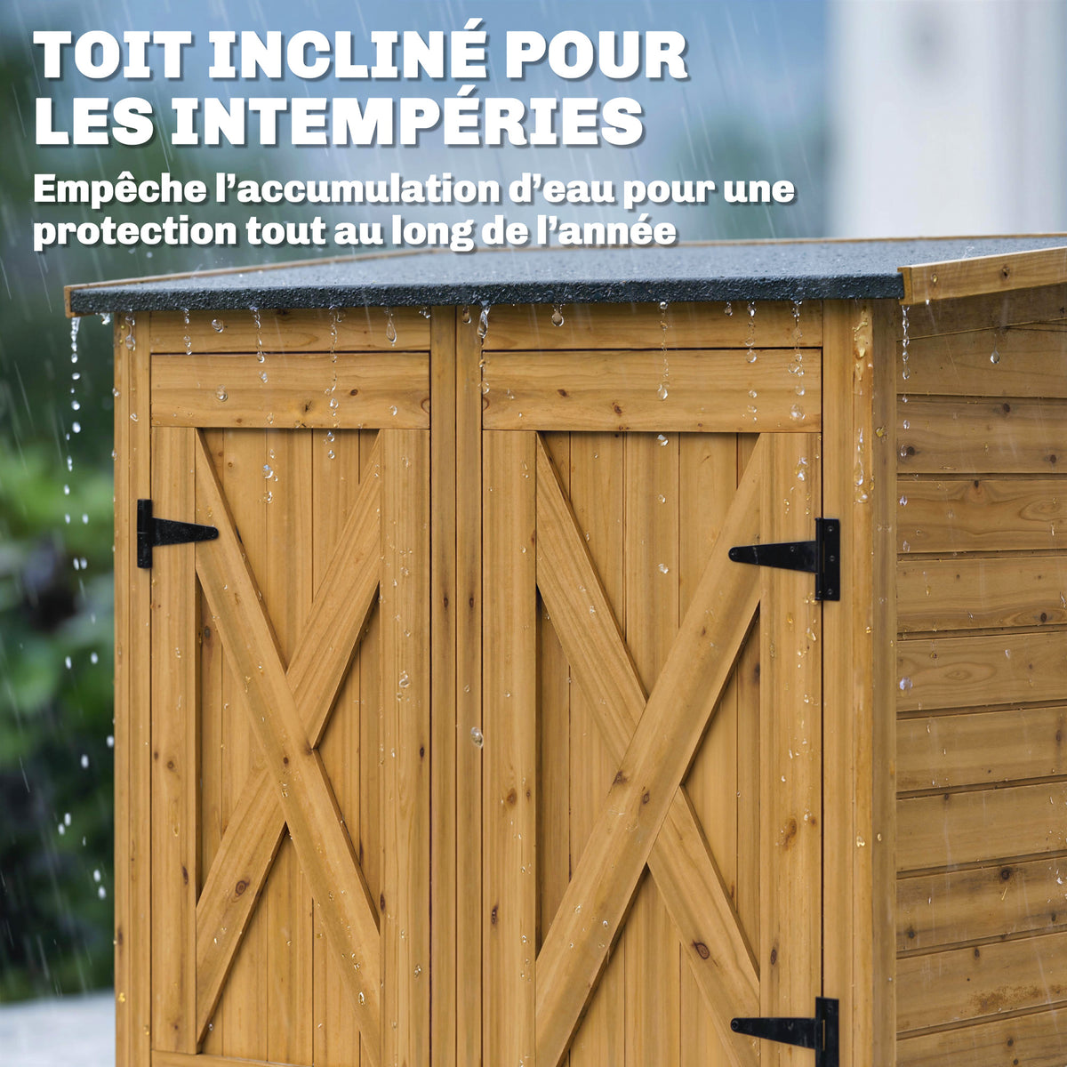 Abri de Rangement en Bois, Cabane de Jardin avec 2 Étagères, Marron