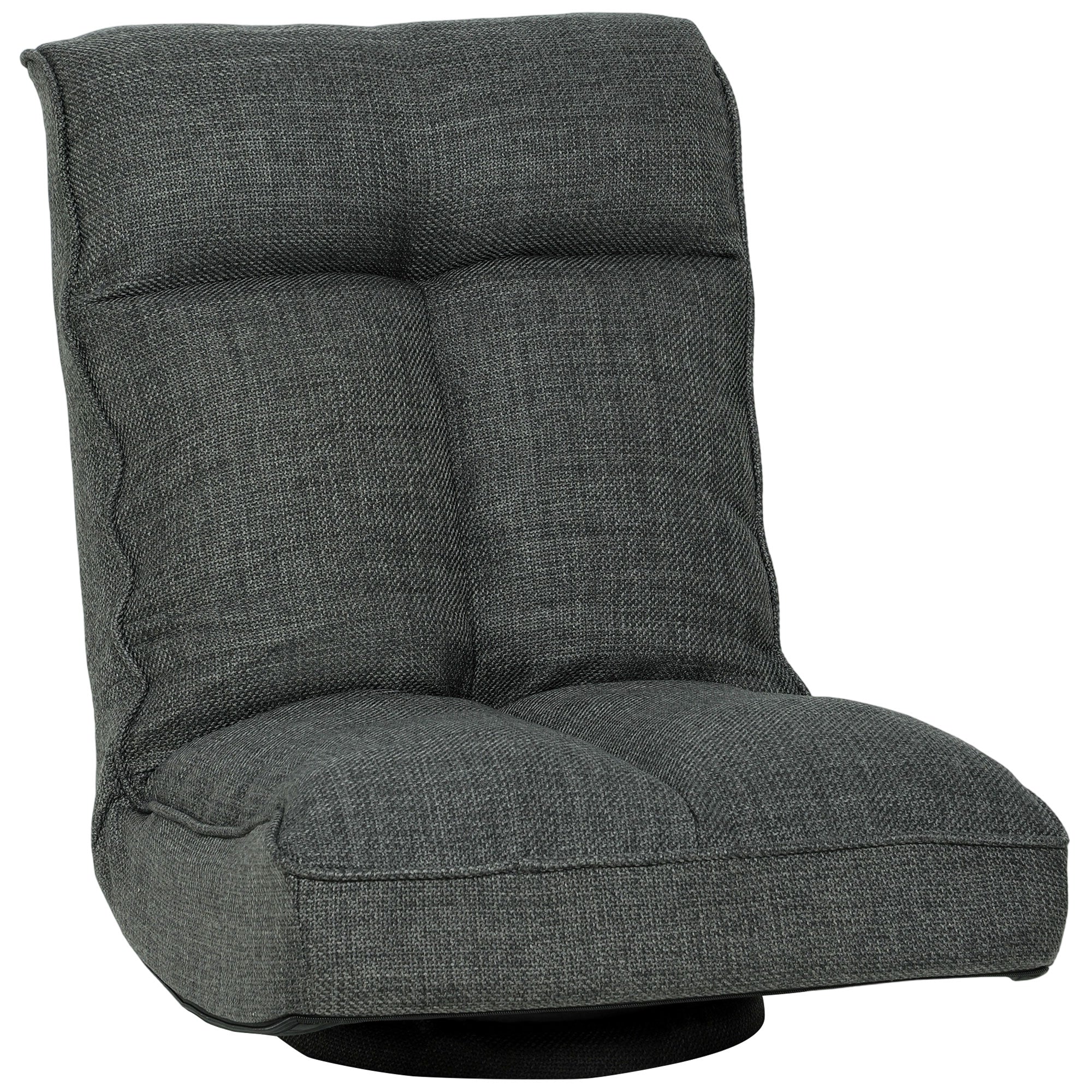 Fauteuil de sol pliable pivotant à 360°, chaise de sol rembourré avec dossier réglable en 5 positions, 58x107x79cm, gris
