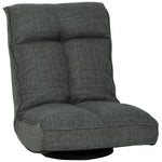 Fauteuil de sol pliable pivotant à 360°, chaise de sol rembourré avec dossier réglable en 5 positions, 58x107x79cm, gris