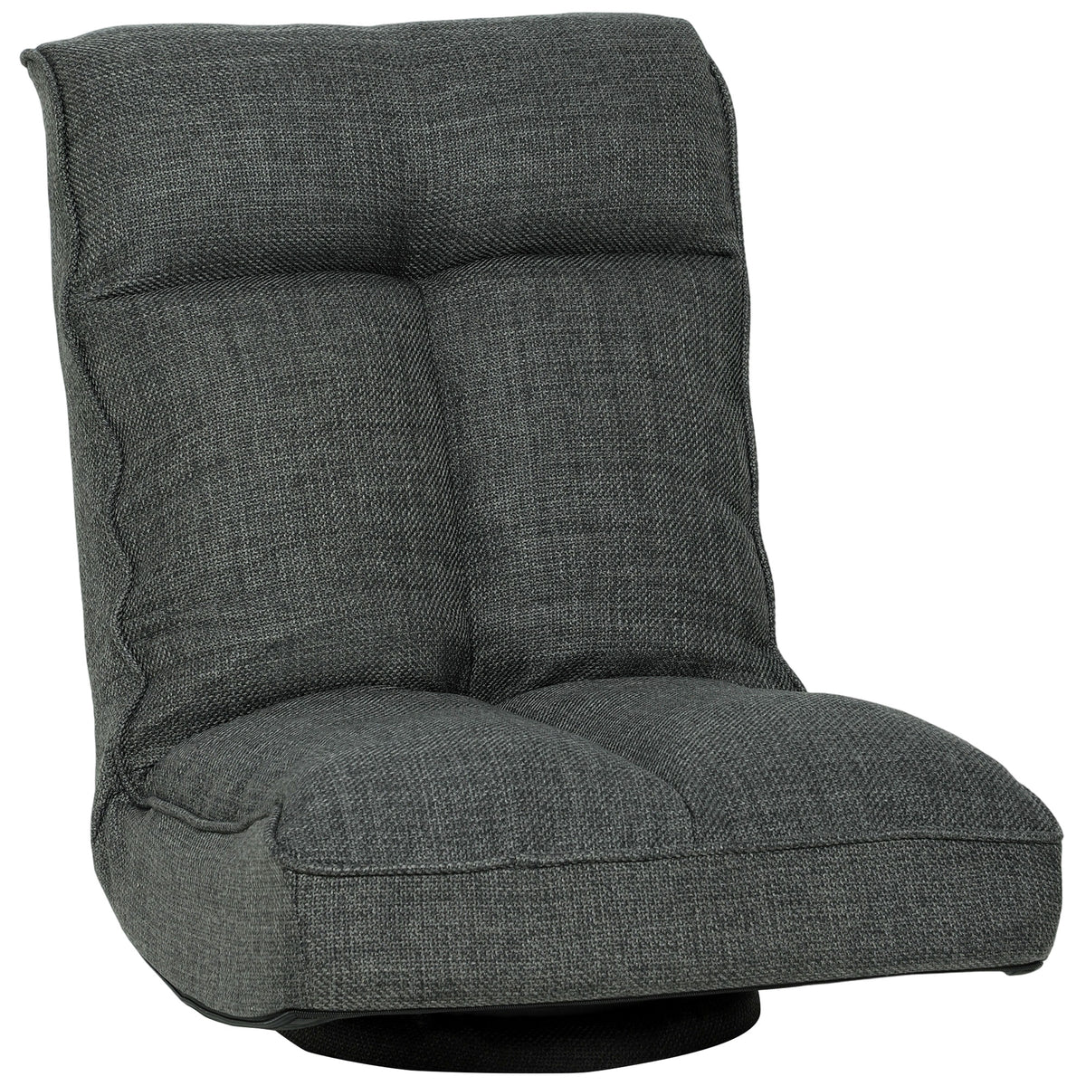 Fauteuil de sol pliable pivotant à 360°, chaise de sol rembourré avec dossier réglable en 5 positions, 58x107x79cm, gris