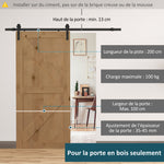 Kit de Porte Coulissante, Système Galandage pour Porte d'une Épaisseur de 35-45 mm et Largeur Max. 1 m, Charge