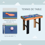 Mini Table multi jeux 4 en 1 babyfoot billard air hockey ping-pong avec accessoires en bois 92L x 78l x 80H cm