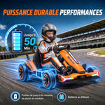 Kart Électrique pour Enfants 12 V, Go Kart, 2 Moteurs, Siège Réglable, Batterie au Lithium, Démarrage Progressif, Orange