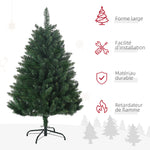 Sapin de Noël artificiel 305 branches avec pied croix acier amovible Ø 85 x 120H cm vert