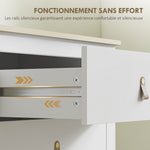 Commode 6 tiroirs meuble de rangement style contemporain avec poignées en polyuréthane, 120 x 40 x 78 cm, blanc