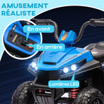 Quad électrique enfant 12 V voiture électrique 2 moteurs marche avant et arrière 37-60 mois 85 x 55,5 x 62 cm bleu