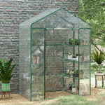 Serre de jardin 8 étagères bâche transparente PVC porte enroulable 143 x 73 x 195 cm - transparent