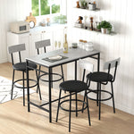 Conjunto de mesa de bar con taburetes, mesa de bar alta y 4 taburetes, estructura de acero, 110 x 55 x 90 cm, blanco