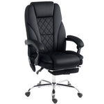 Massage and heating office chair, adjustable height, reclining backrest, remote control, retractable footrest, black