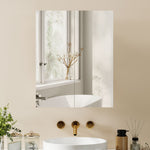 Armoire avec Miroir en Bois Rangement Salle de Bain Fermeture Porte Tampon MDF