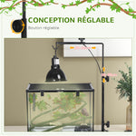 Support de lampe chauffante pour reptiles hauteur et largeur réglables pour amphibiens base en acier 32 x 9 x 67 cm noir