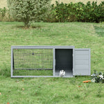 Clapier triangulaire de sol enclos extérieur niche double porte convient aux lapins poules tortue terrestre dim. 116L x 62,2l x 52,5H cm bois massif pin gris