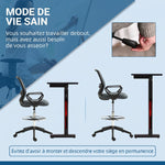 Fauteuil de bureau chaise de bureau assise haute réglable tabouret de bureau pivotant 360° maille respirante