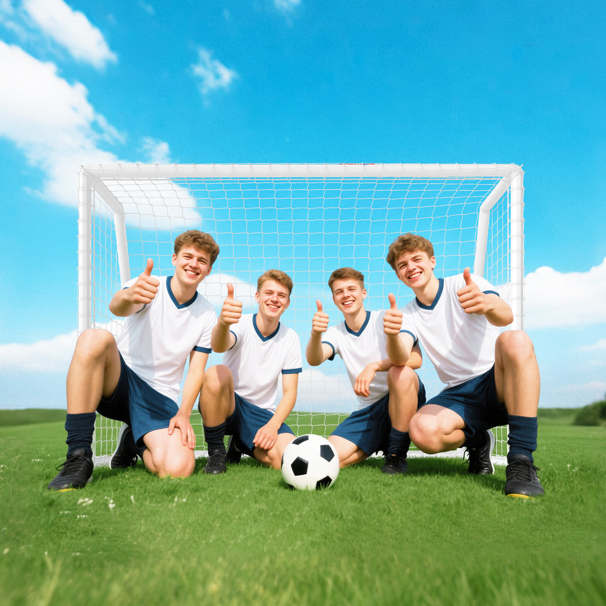 But de football cage de foot but d'entrainement en PVC - piquets inclus - dim. 180L x 92l x 124H cm blanc
