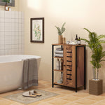 Meuble de salle de bain sur pied design industriel structure acier 3 étagères ouvertes 60 x 30 x 85 cm marron rustique