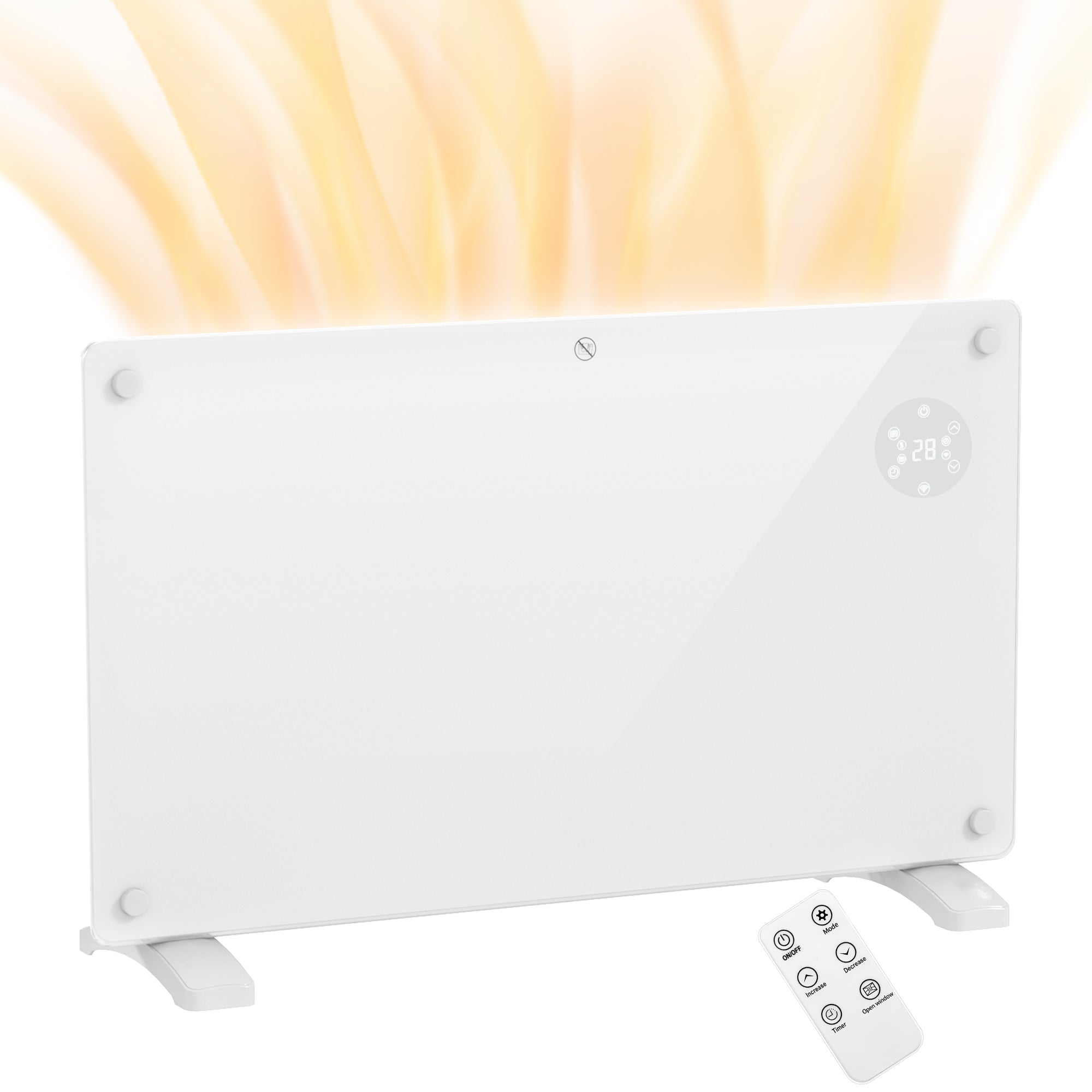 Radiador eléctrico de suelo o pared 1500W con pantalla LED, temporizador de 24 horas o semanal, termostato y mando a distancia
