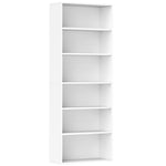 Bibliothèque étagère de rangement 6 niveaux avec étagères réglables pour salon, chambre, bureau, 60x24x158,5cm, blanc