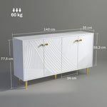 Buffet salon meuble de rangement avec étagères réglables, placards à portes, 140 x 35 x 77,5 cm, blanc