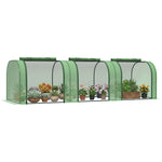 Mini Serre de Jardin Serre à tomates 3L x 1l x 0,8H m Acier PE Haute densité 140 g/m² Anti-UV 3 fenêtres Vert